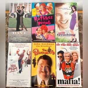 Vintage Comedy VHS
Movie Tapes six pieces . 
Collection of Comedy Movie Posters